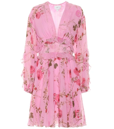 Shop Giambattista Valli Lace-trimmed Silk Minidress In Pink