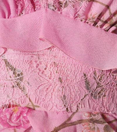 Shop Giambattista Valli Lace-trimmed Silk Minidress In Pink