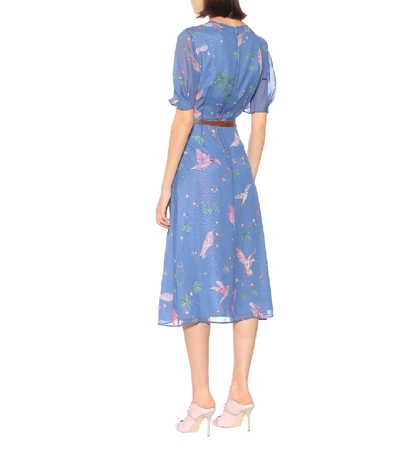 Shop Altuzarra Gormann Printed Silk Chiffon Dress In Blue