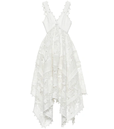 Shop Zimmermann Corsage Cotton And Silk Lace Dress In White