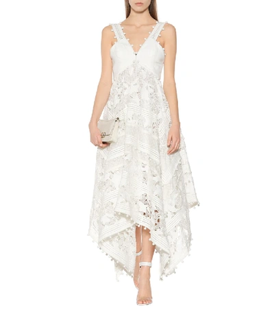 Shop Zimmermann Corsage Cotton And Silk Lace Dress In White