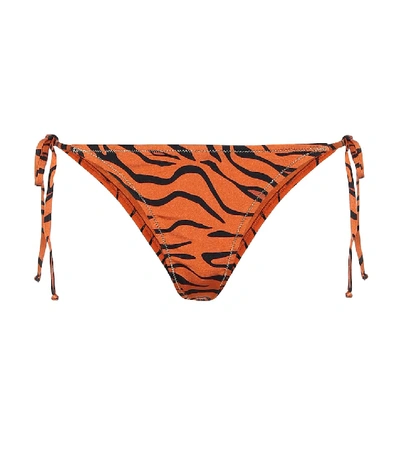 Shop Reina Olga Love Tiger-print Bikini Bottoms In Orange