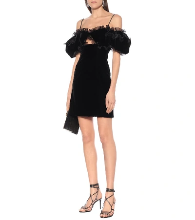 Shop Givenchy Off-the-shoulder Velvet Minidress In Black