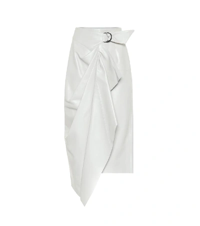 Shop Isabel Marant Fiova Leather Midi Skirt In White