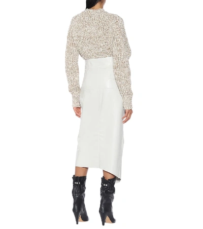 Shop Isabel Marant Fiova Leather Midi Skirt In White