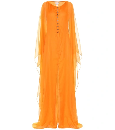 Shop Oscar De La Renta Silk Gown In Orange