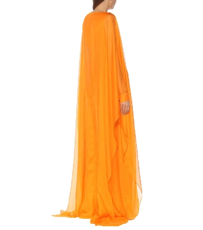 Shop Oscar De La Renta Silk Gown In Orange