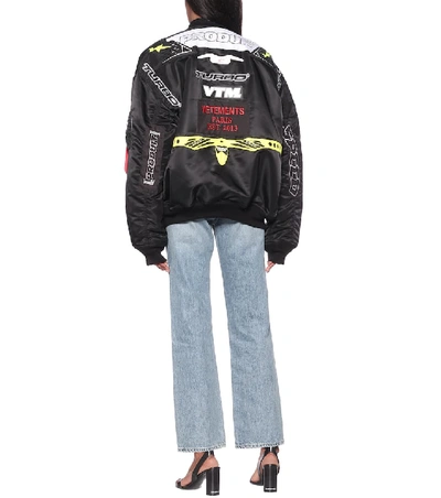 Shop Vetements Appliquéd Nylon Bomber Jacket In Black