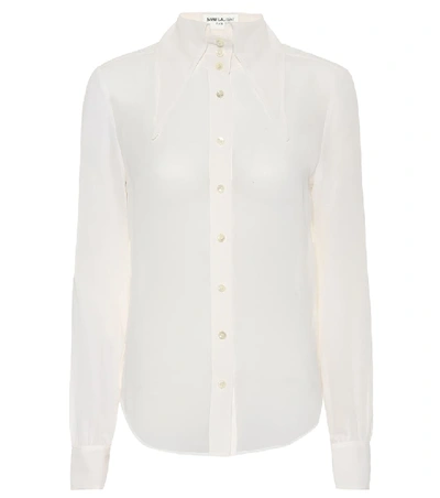 Shop Saint Laurent Silk Shirt In White