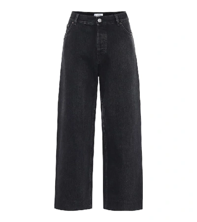 Shop Balenciaga Cropped High-rise Straight Jeans In Black