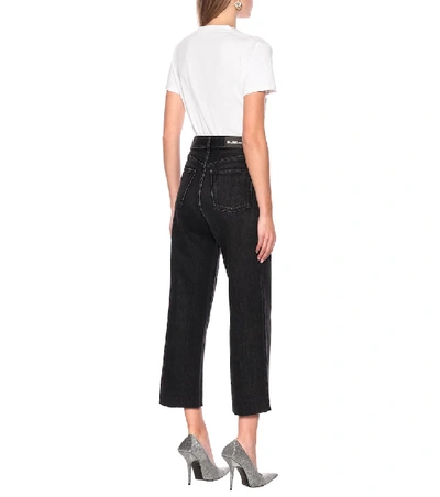 Shop Balenciaga Cropped High-rise Straight Jeans In Black