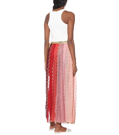 Shop Missoni Striped Wrap Maxi Skirt In Pink