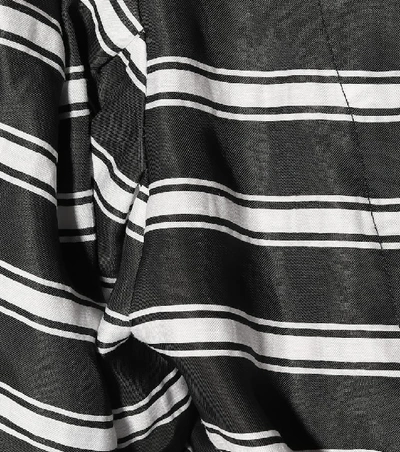 Shop Lisa Marie Fernandez Striped Linen-blend Cropped Blouse In Black