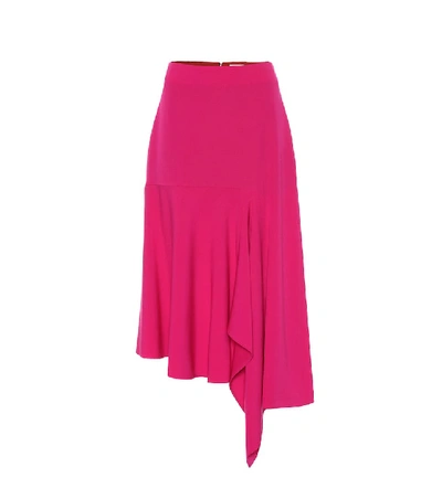 Shop Balenciaga Godet Stretch-wool Midi Skirt In Pink