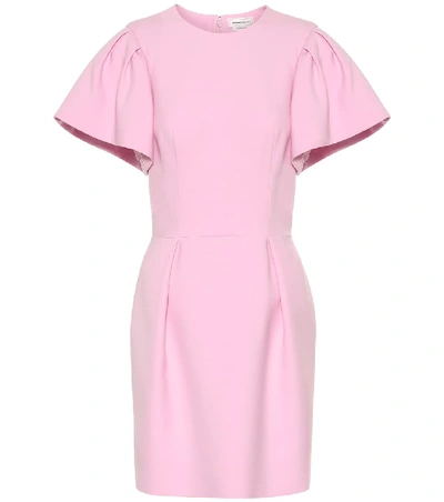 Shop Alexander Mcqueen Wool And Silk-blend Minidress In Pink