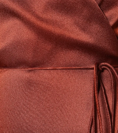 Shop Vince Silk-satin Wrap Dress In Orange