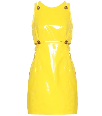 Shop Versace Embellished Pvc Minidress In Yellow