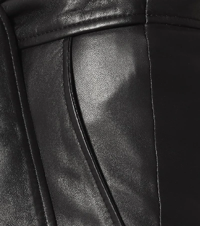 Shop Brunello Cucinelli High-rise Leather Wide-leg Pants In Black