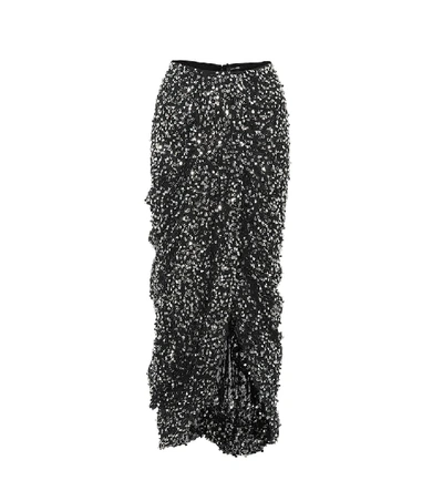 Shop Isabel Marant Calliandra Sequined Midi Skirt In Black