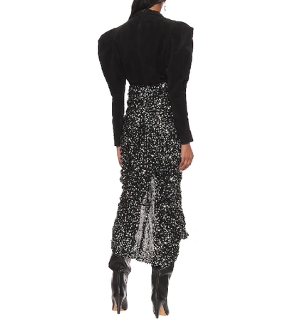 Shop Isabel Marant Calliandra Sequined Midi Skirt In Black