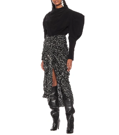 Shop Isabel Marant Calliandra Sequined Midi Skirt In Black