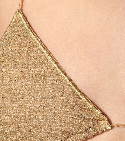 Oseree Oséree Metallic Gold Bikini With Halterneck Design And Glitter Finish In Gold