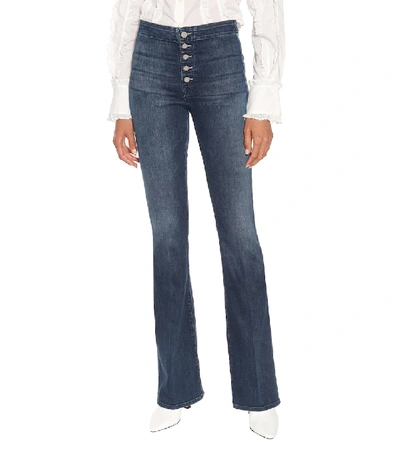 Shop Mother The Hollywood Pixie Cruiser Flared Jeans In Blue