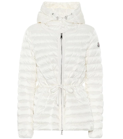 Moncler Raie Horizontal Drawstring Puffer Coat In White