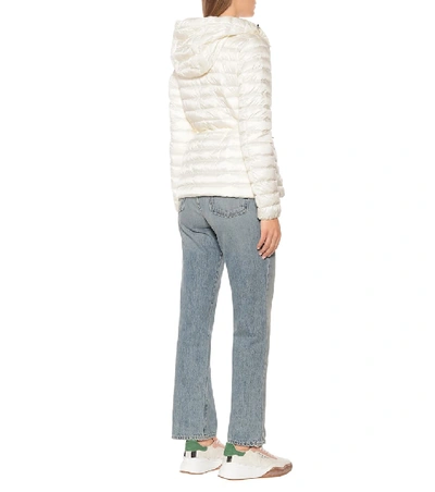 Moncler Raie Horizontal Drawstring Puffer Coat In White