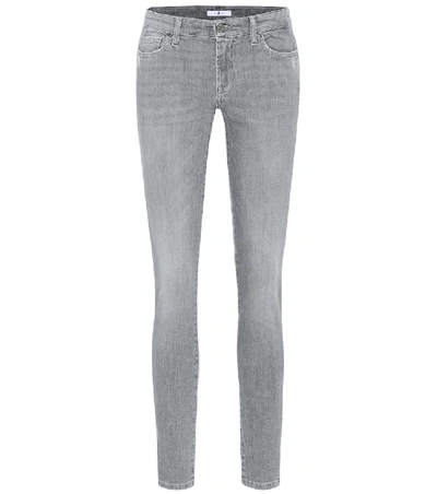 Shop 7 For All Mankind The Skinny Mid-rise Jeans In Grey