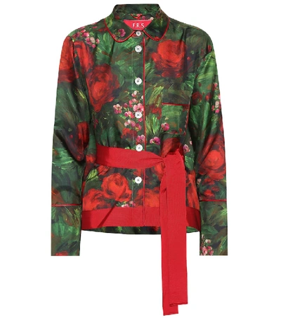 Shop F.r.s For Restless Sleepers Agon Printed Silk Shirt In Green