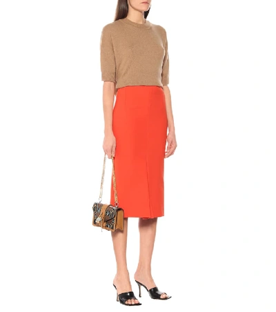 Shop Victoria Beckham Crêpe Midi Skirt In Orange