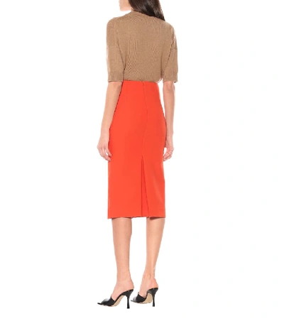 Shop Victoria Beckham Crêpe Midi Skirt In Orange