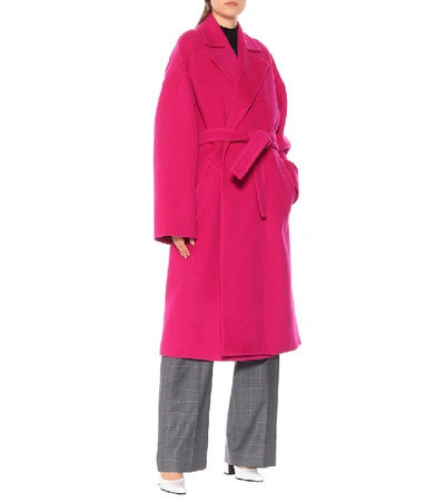 Shop Balenciaga Camel Hair-blend Coat In Pink