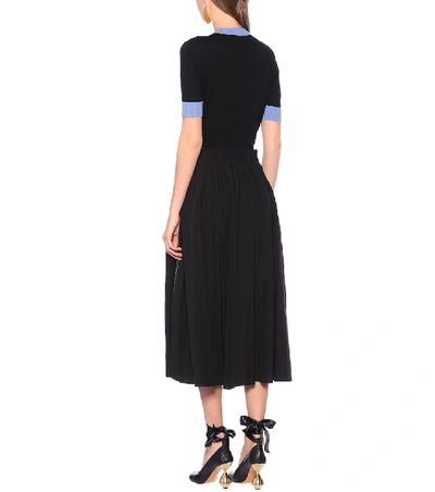 Shop Marni High-rise Cotton Midi Skirt In Black