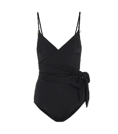 Shop Stella Mccartney Embellished Swimsuit In Black