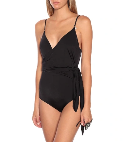 Shop Stella Mccartney Embellished Swimsuit In Black