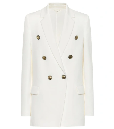 Shop Brunello Cucinelli Cotton-blend Double-breasted Blazer In White