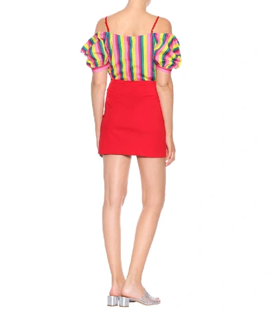 Shop Staud Panda Stretch-cotton Miniskirt In Red