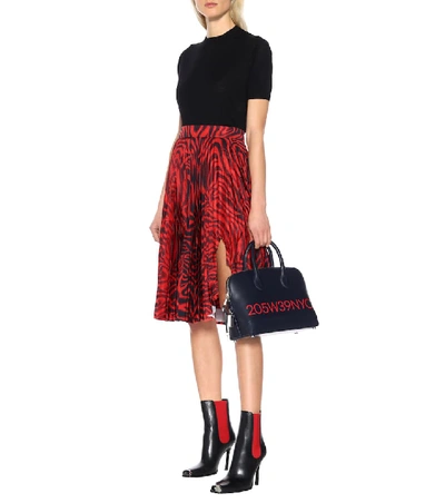 Calvin Klein 205w39nyc Shark Attacked Pleated Taffeta Skirt In Red