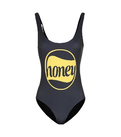 Shop Ganni One-piece Swimsuit In Black