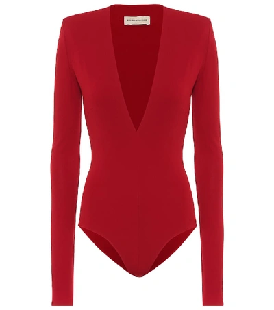 Shop Alexandre Vauthier Stretch-jersey Bodysuit In Red