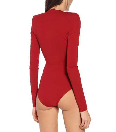 Shop Alexandre Vauthier Stretch-jersey Bodysuit In Red