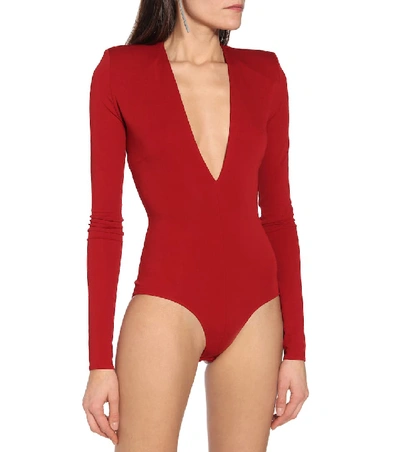 Shop Alexandre Vauthier Stretch-jersey Bodysuit In Red