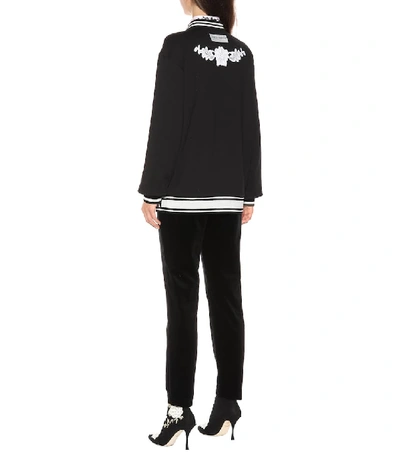 Shop Dolce & Gabbana Embroidered Cotton Sweatshirt In Black