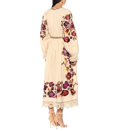 Shop Ulla Johnson Miro Linen And Cotton Dress In Beige