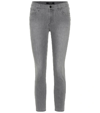 Shop J Brand 835 Cropped Mid-rise Skinny Jeans In Grey