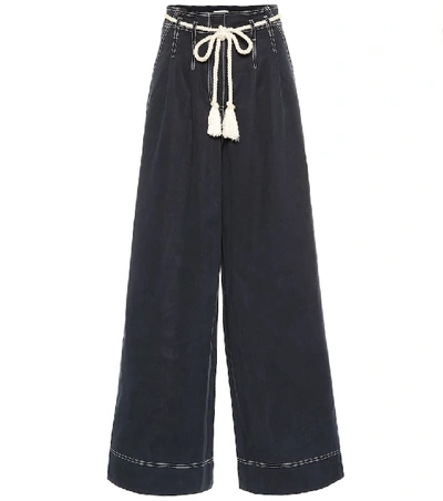 Shop Ulla Johnson Soren High-rise Wide-leg Pants In Blue