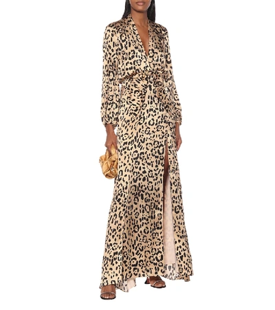 Shop Temperley London Piera Leopard-print Silk Dress In Beige