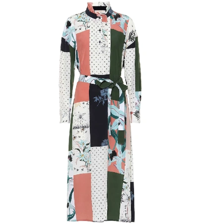 Shop Tory Burch Patchwork Printed Silk Dress In Multicoloured